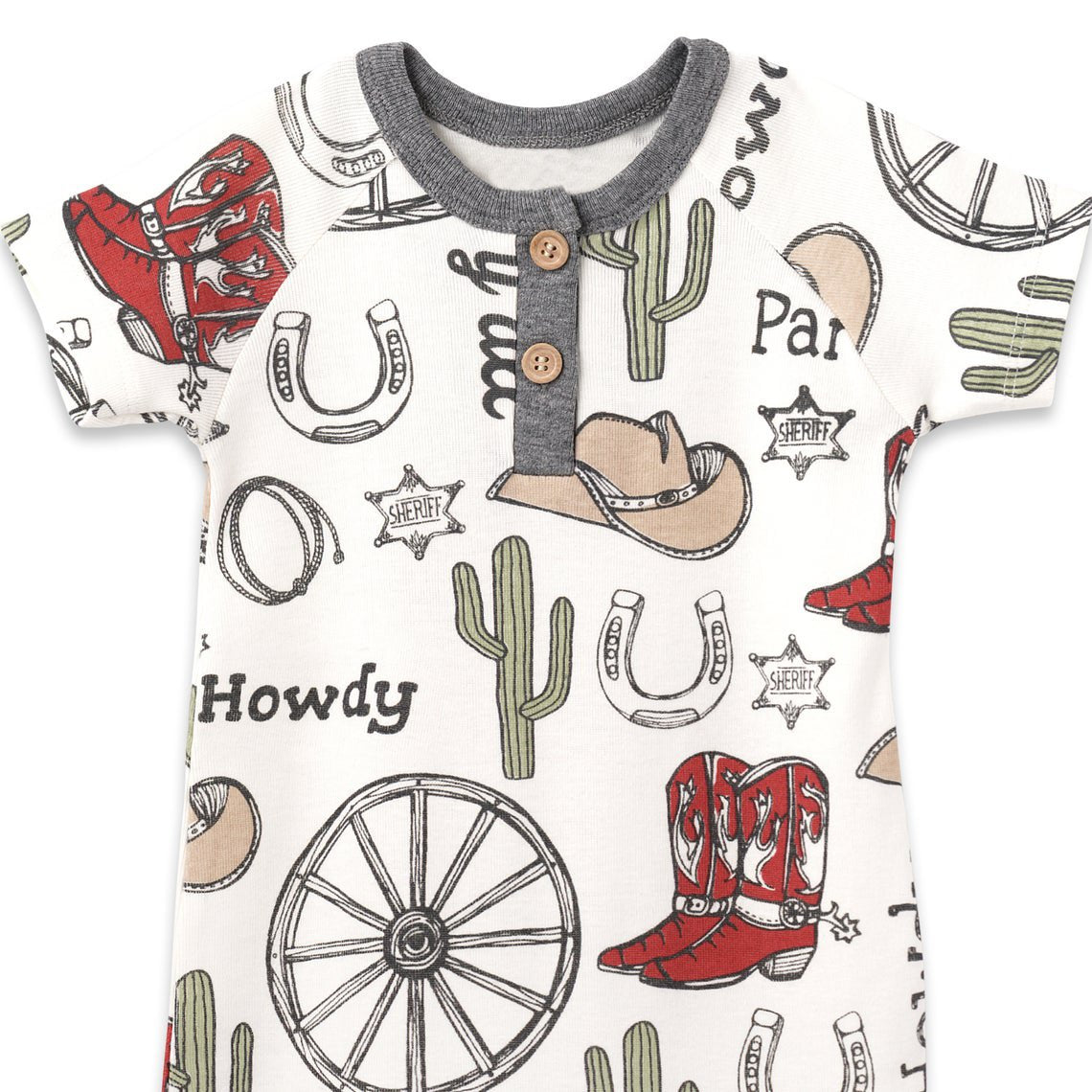 Cute Howdy Partner Cowboy Printed Baby Romper