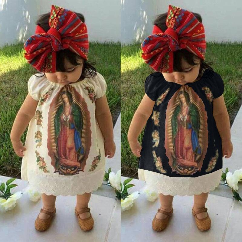 2PCS Cute Virgin Mary Printed Baby Dress