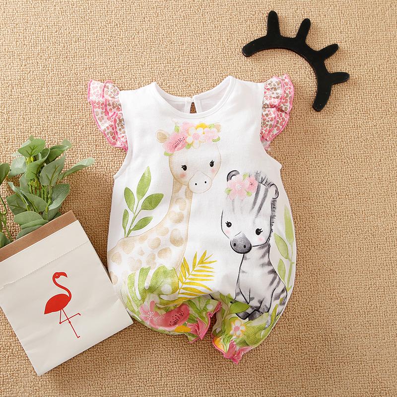 Mameluco Para Bebé Con Estampado De Jirafa De Dibujos Animados Y Cebra