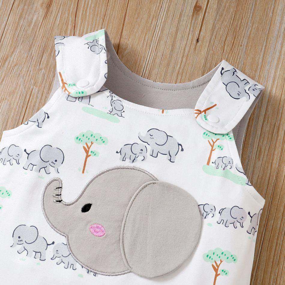 Mono de bebé con estampado de elefante de dibujos animados dulce