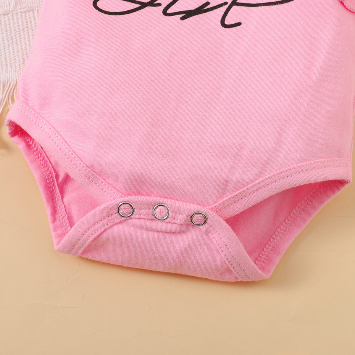 3PCS Mommy's Little Girl Letter Printed Baby Romper Set