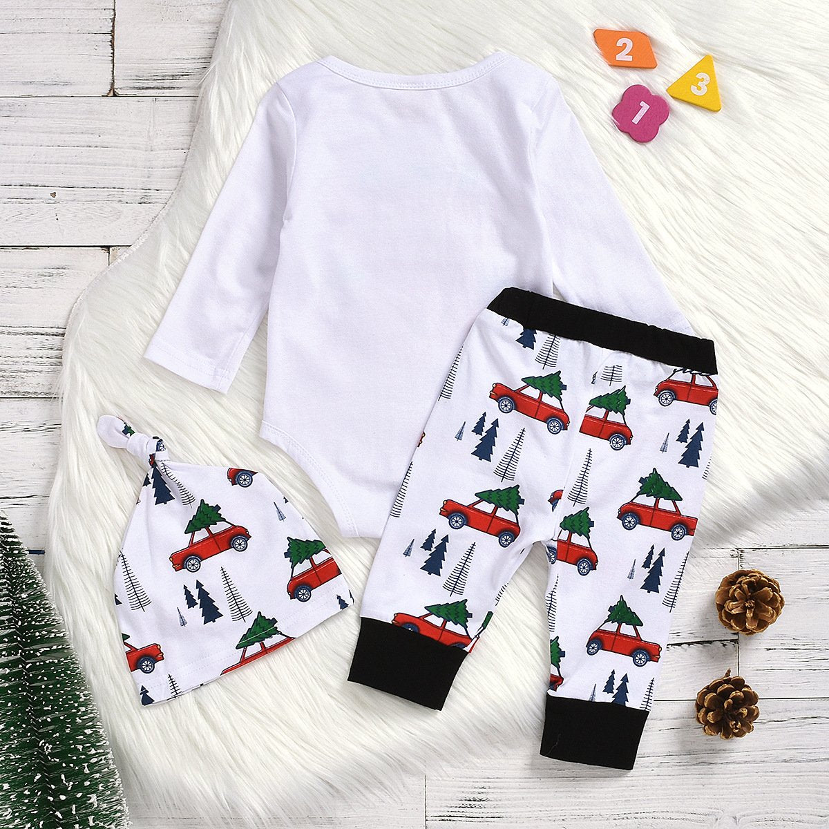 Ensemble bébé imprimé lettre joyeux Noël 3 pièces