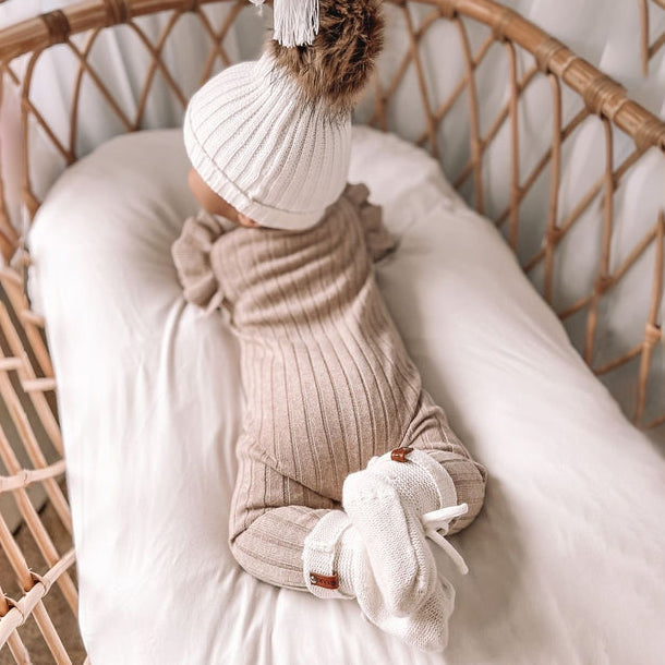 Classic Solid Color Knit Long Sleeve Baby Jumpsuit