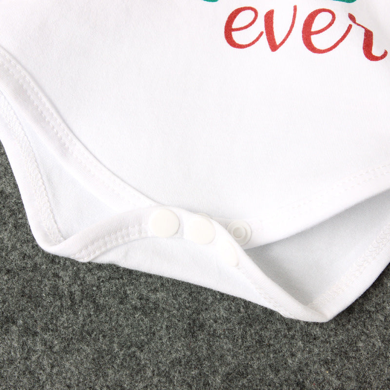 Conjunto de bebé con estampado de rayas navideñas y letras, el mejor regalo de 3 piezas