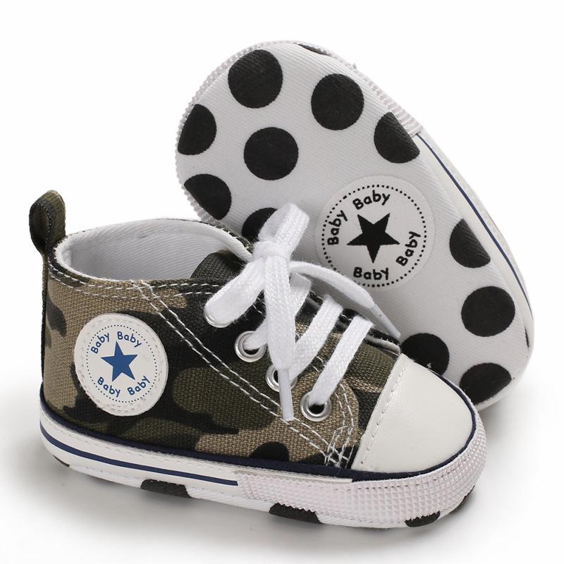 Zapatos de lona antideslizantes de camuflaje para bebé niño niña