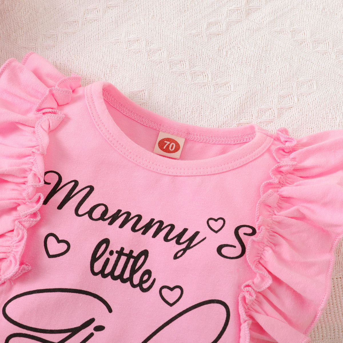 3PCS Mommy's Little Girl Letter Printed Baby Romper Set