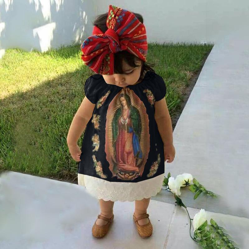 2 piezas lindo vestido de bebé estampado Virgen María