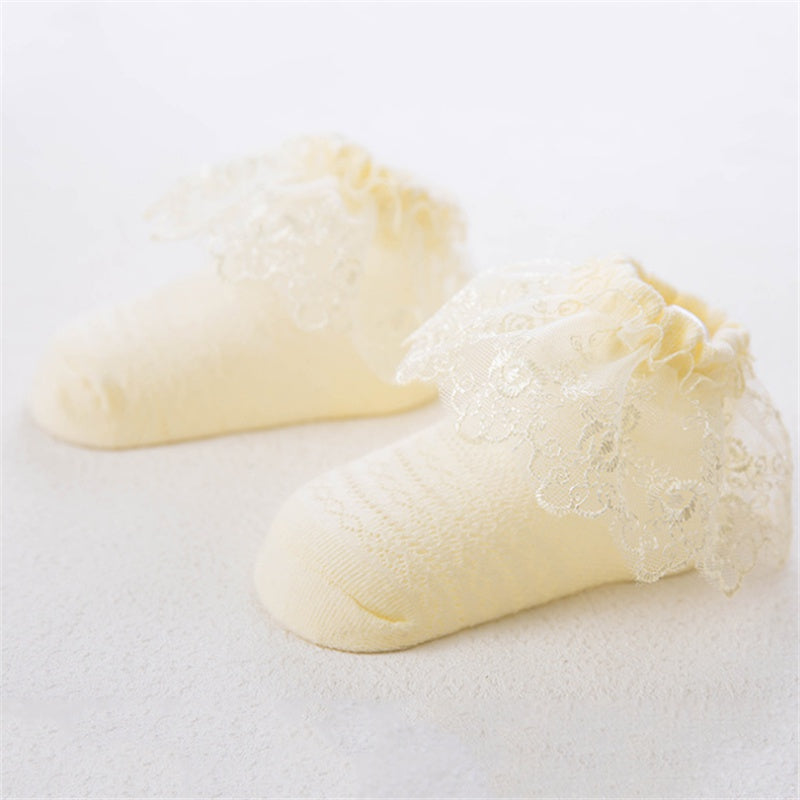 Chaussettes à volants en dentelle pour bébé fille