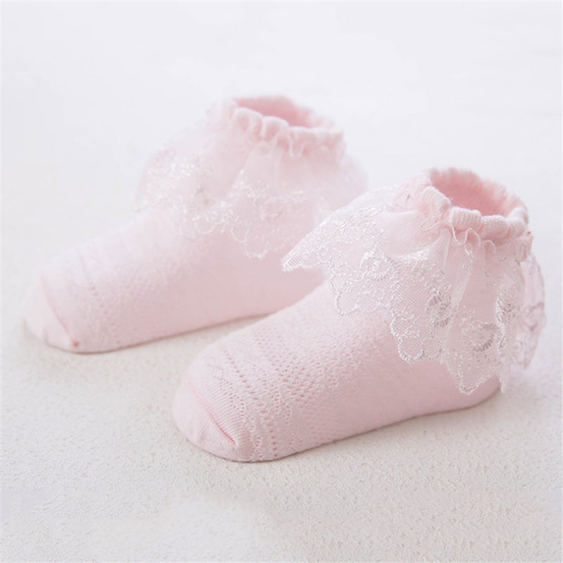 Chaussettes à volants en dentelle pour bébé fille