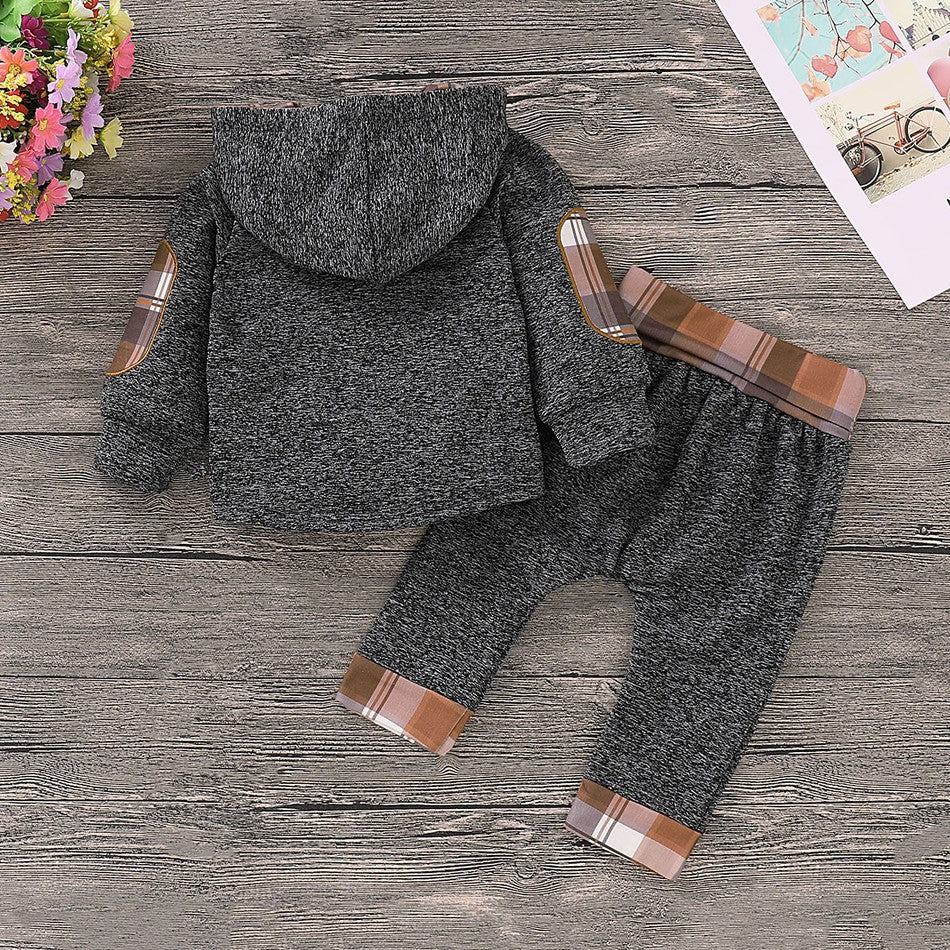 Casual Plaid Hoodie and Pant Set