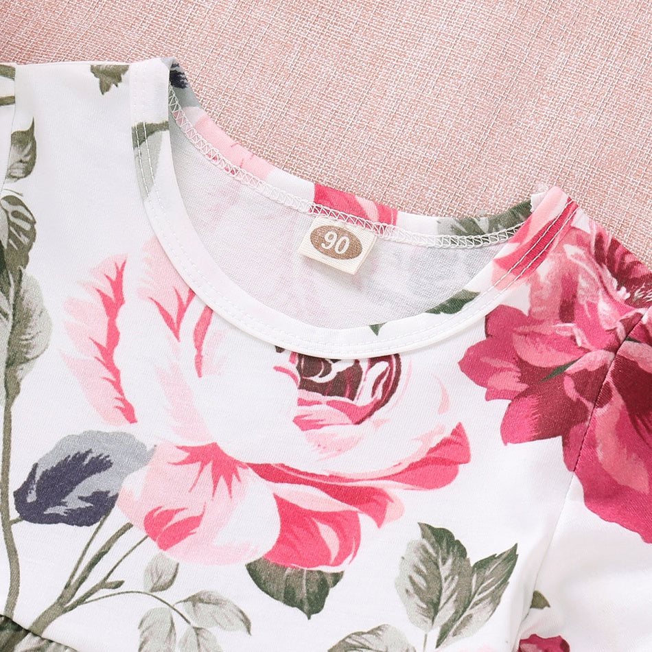 Floral Short Sleeve Top and Jeans Set