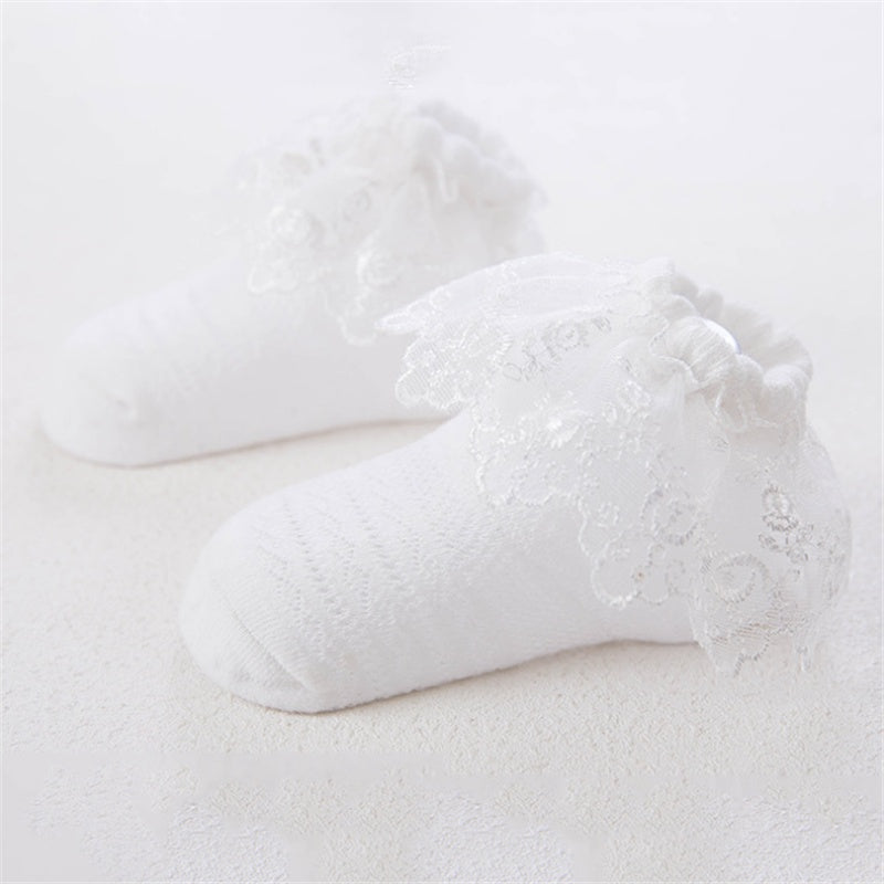 Chaussettes à volants en dentelle pour bébé fille