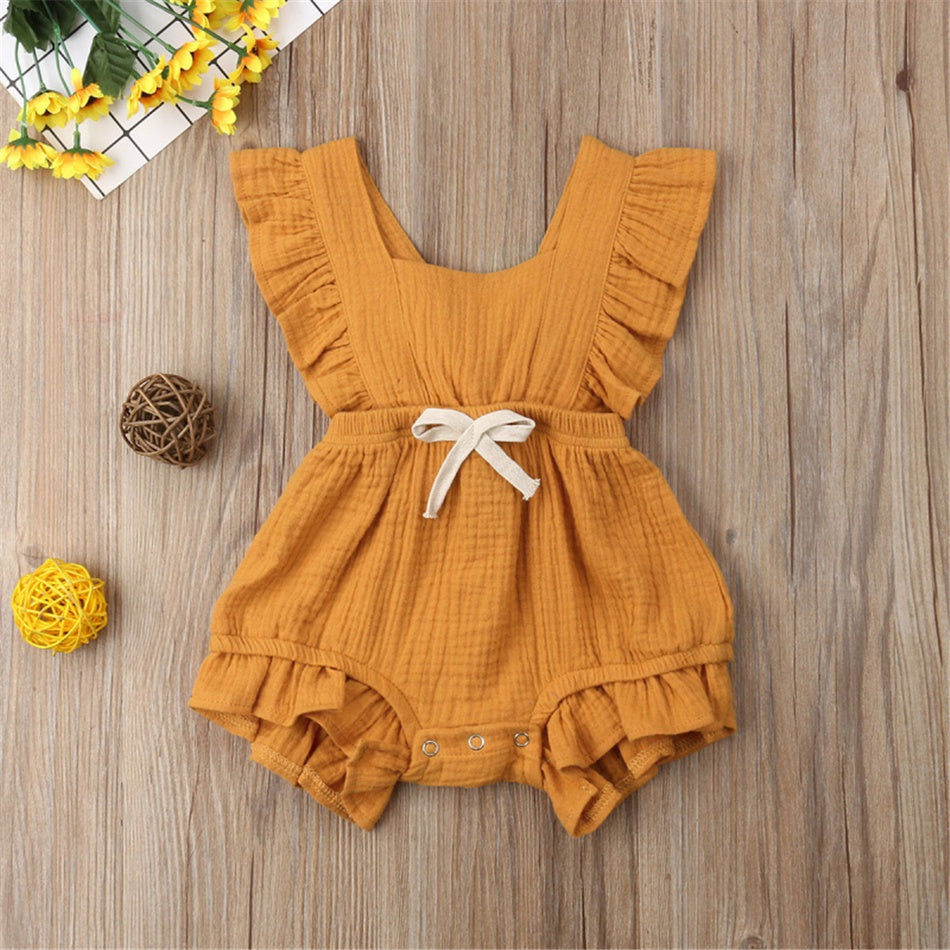 Mameluco con volantes vintage para niñas