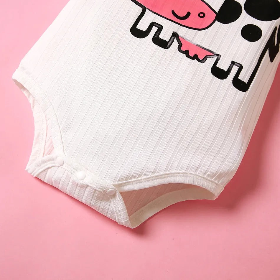 2PCS Lovely Cow Printed Baby Set