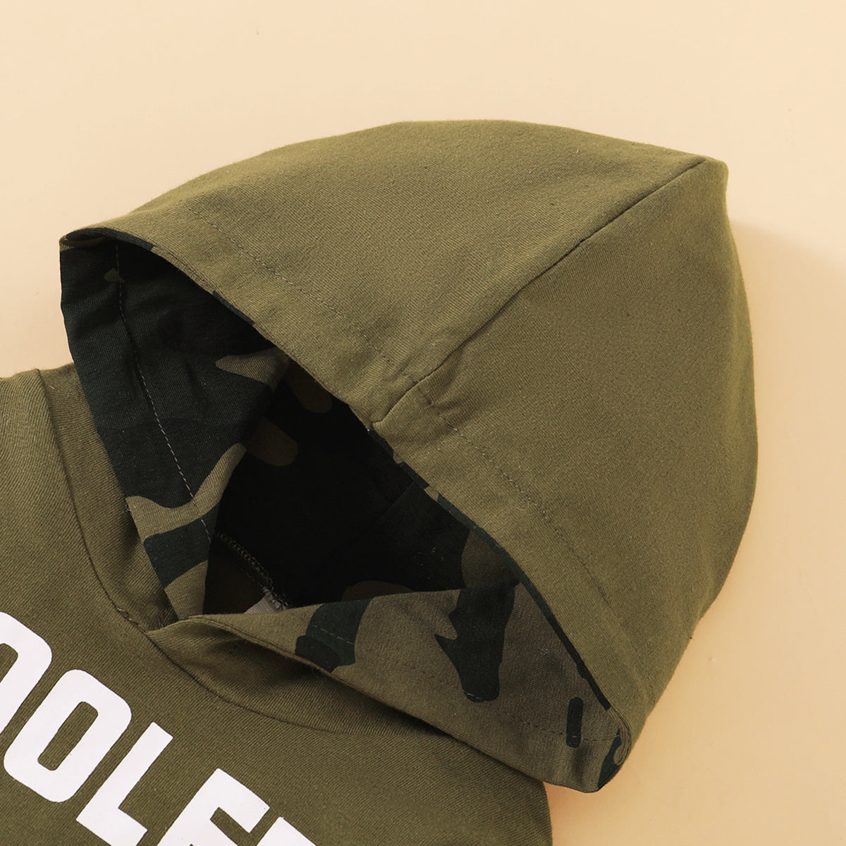 2 pièces VERSION plus fraîche de papa lettre imprimée sweat à capuche avec pantalon camouflage ensemble bébé