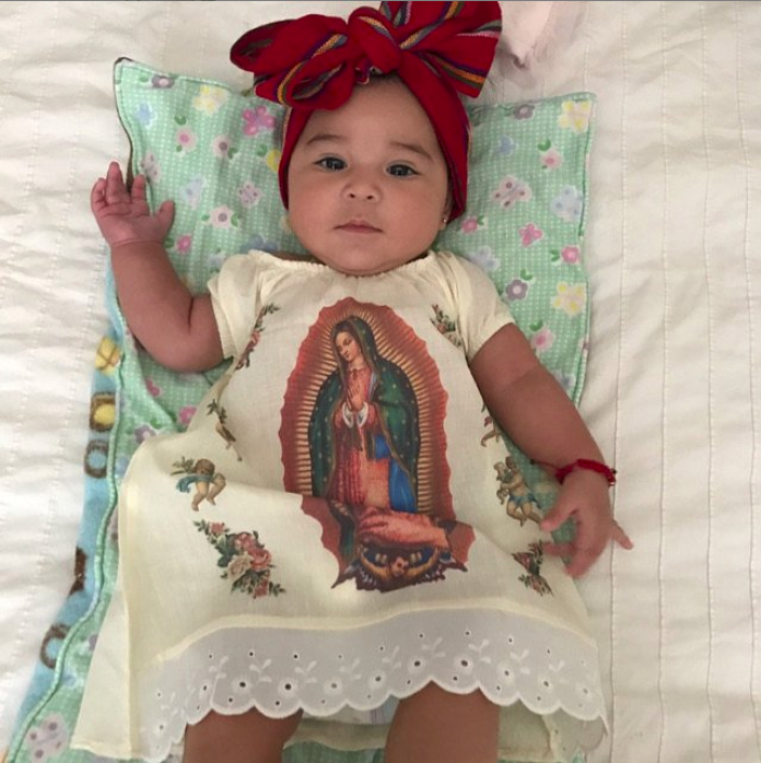 2 piezas lindo vestido de bebé estampado Virgen María