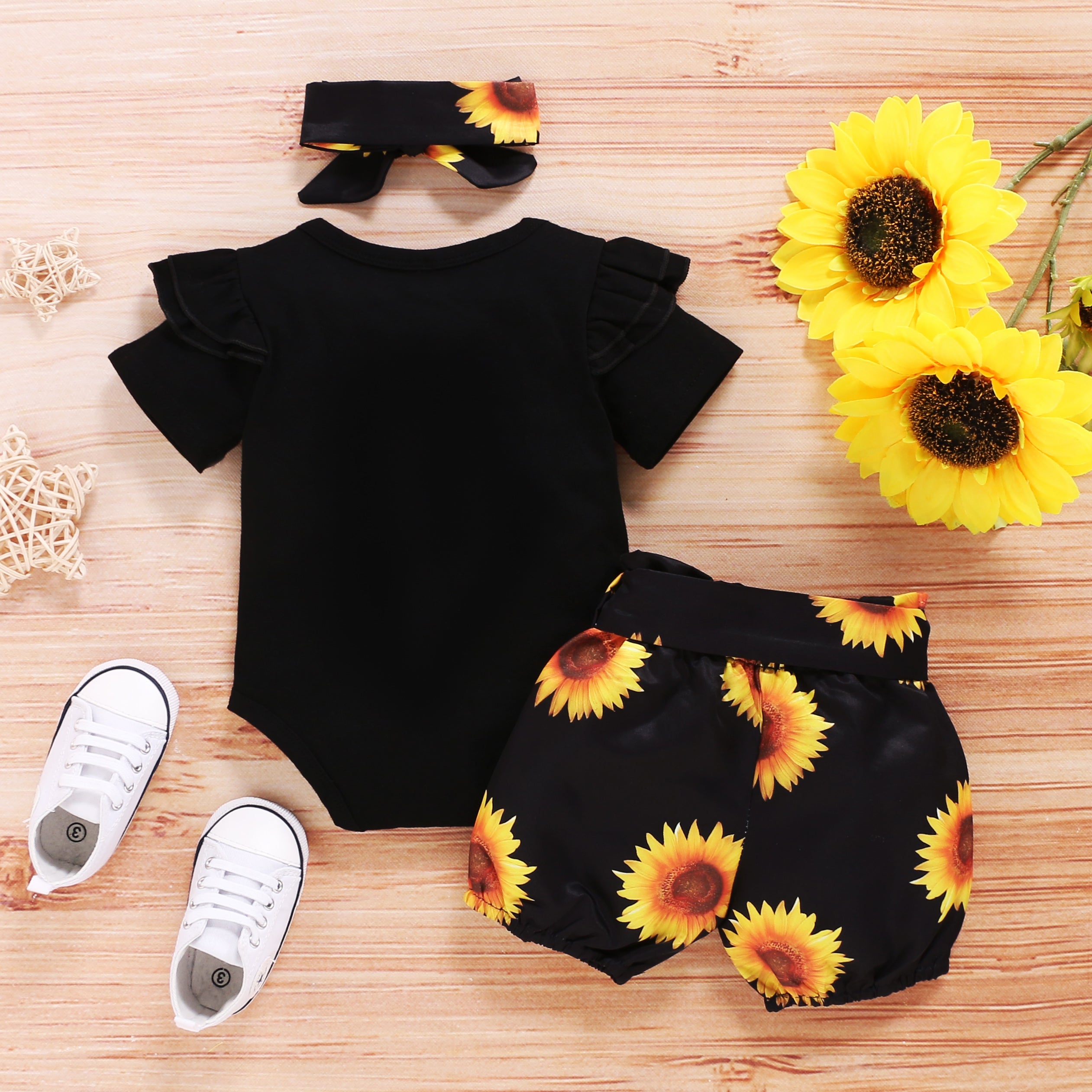 Little Miss Sassy Pants Sunflower Short Baby Set