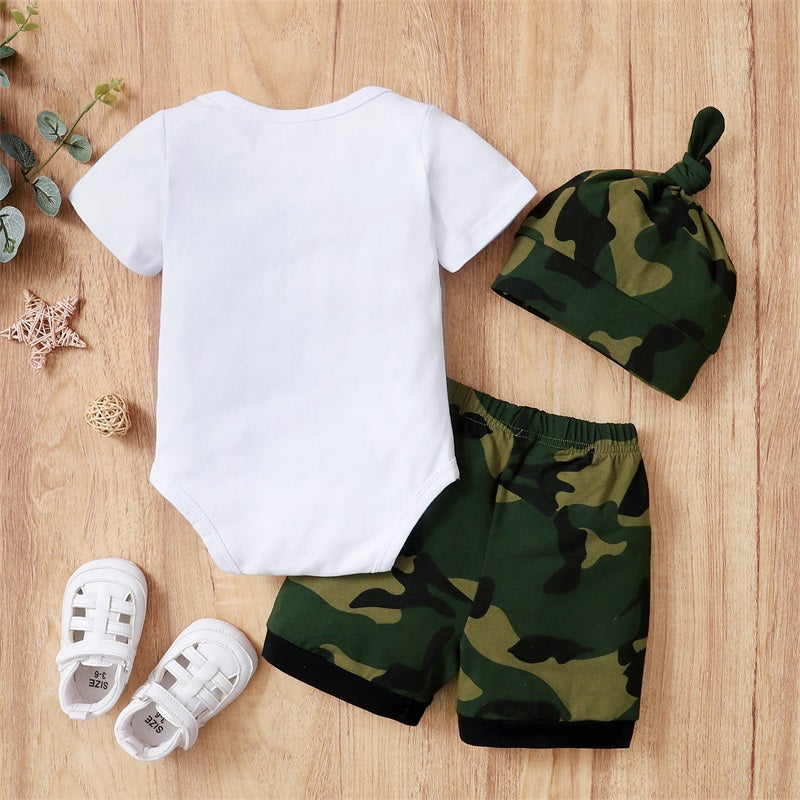 3PCS Daddy And Me Best Buddies For Life Camouflage Printed Baby Set