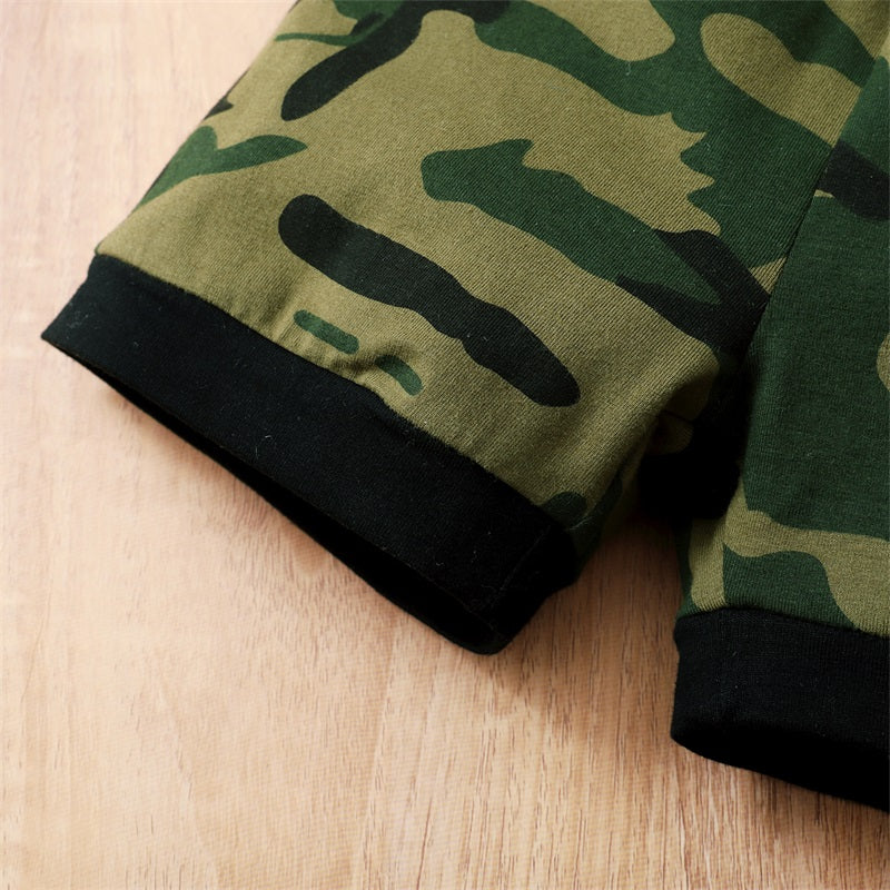 3PCS Daddy And Me Best Buddies For Life Camouflage Printed Baby Set