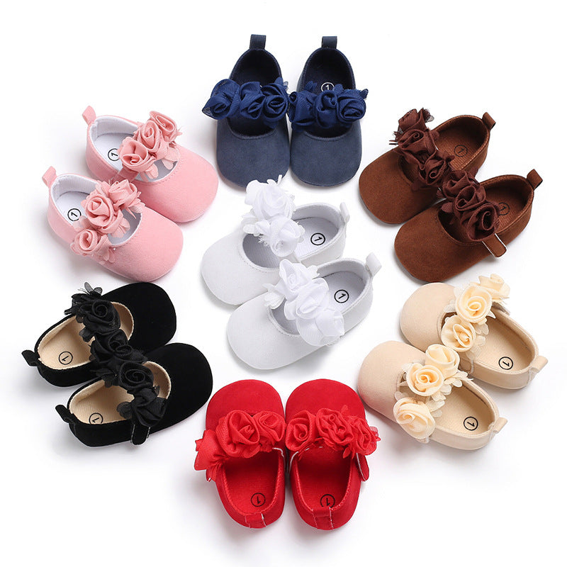 Solid Color 3D Flower Princess Athletic Baby Girl Shoes