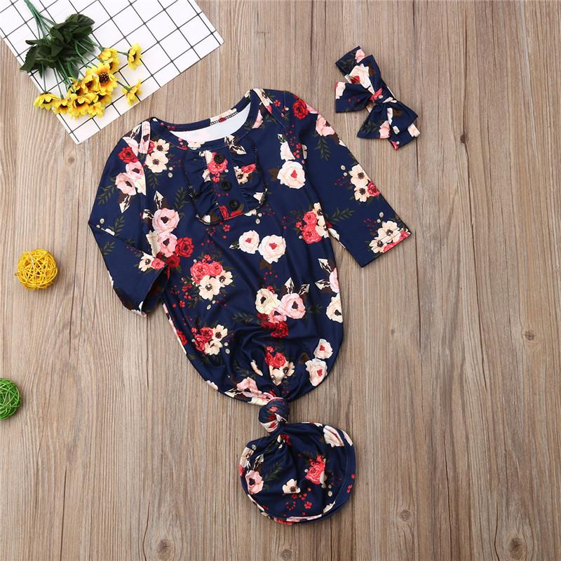 2PCS Lovely Floral Printed NewBorn Baby Sleeping Bag