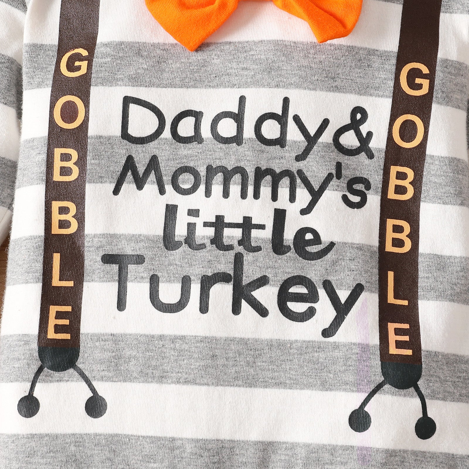 2PCS Thanksgiving Daddy Mommy's little Turkey Letter Printed Baby Jumpsuit