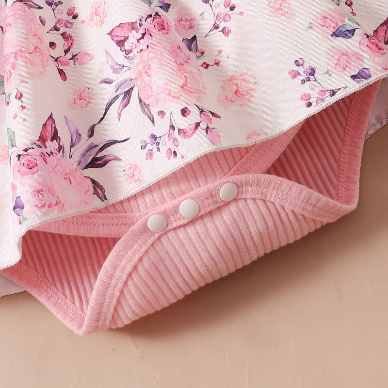 Mameluco de bebé con estampado floral encantador de 2 piezas