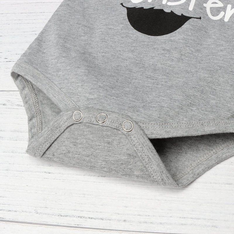 3PCS Boobie Monster Lettre Imprimé Barboteuse Avec Lait Imprimé Pantalon Bébé Ensemble