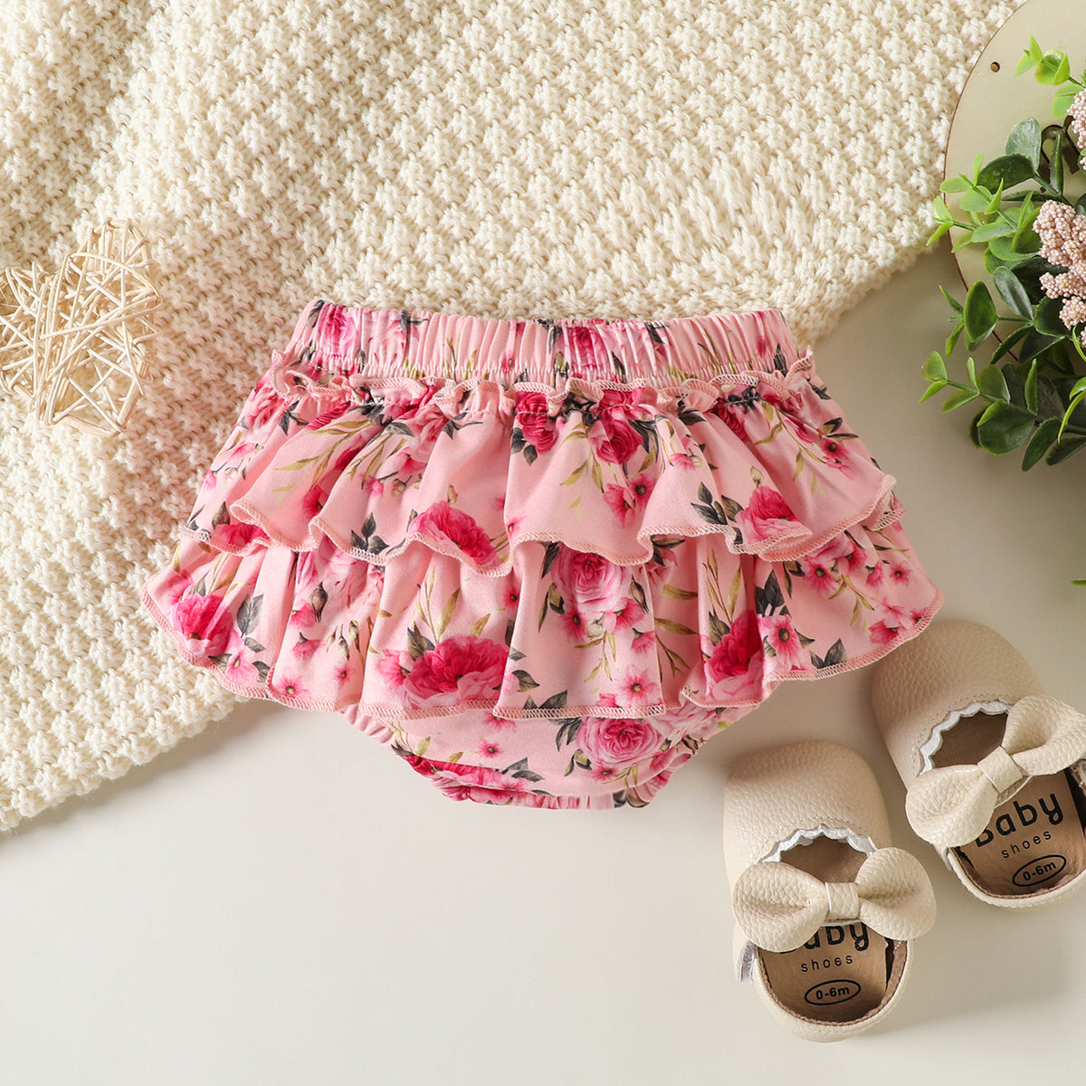 3PCS The Princess Has Arrived Letter Printed Floral Baby Set