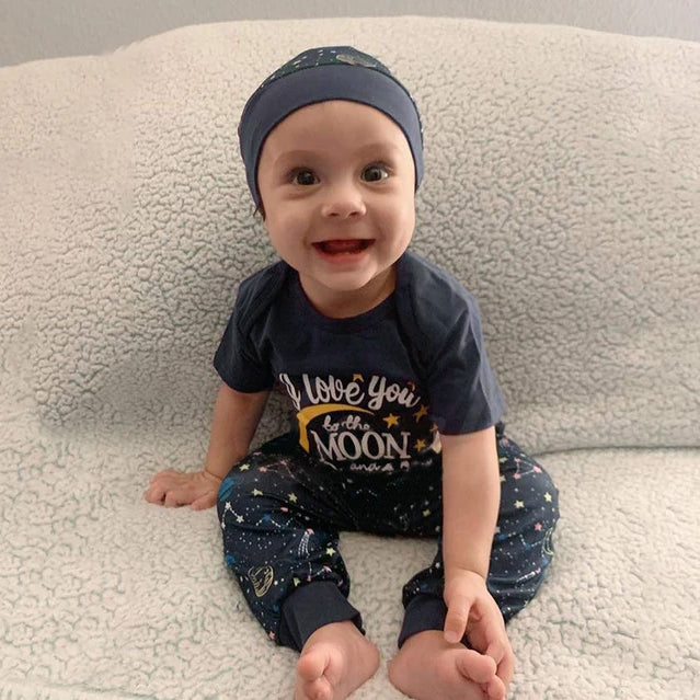 3PCS Love You To The Moon And Back Printed Baby Set