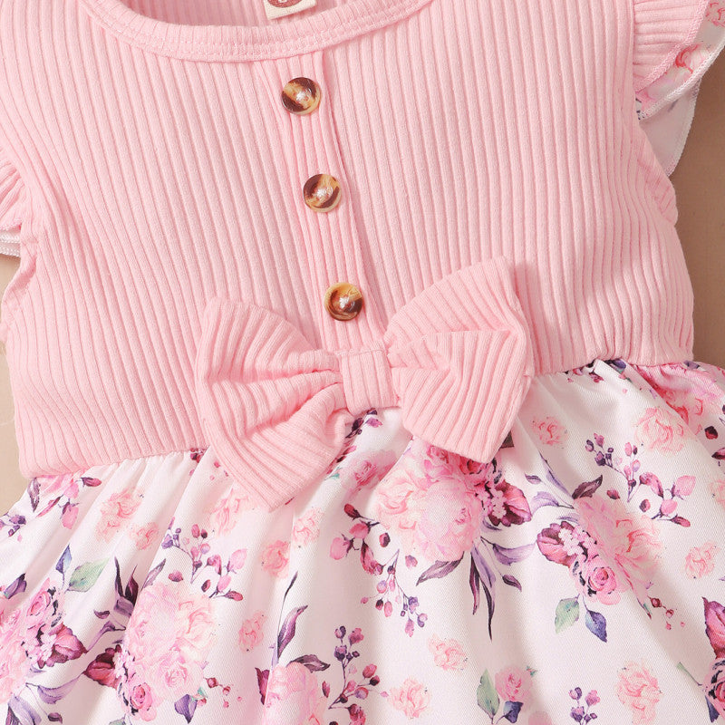 Mameluco de bebé con estampado floral encantador de 2 piezas