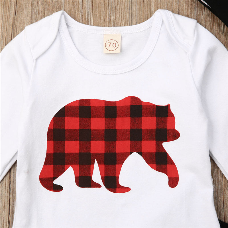 3PCS Cute Bear Printed Baby Set