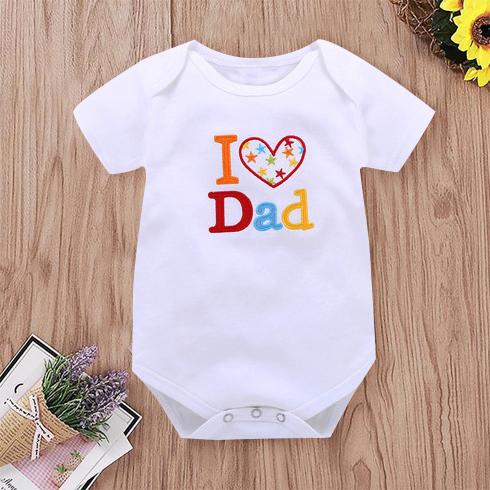 2PCS I Love Mom/Dad Lovely Letter Printed Baby Romper