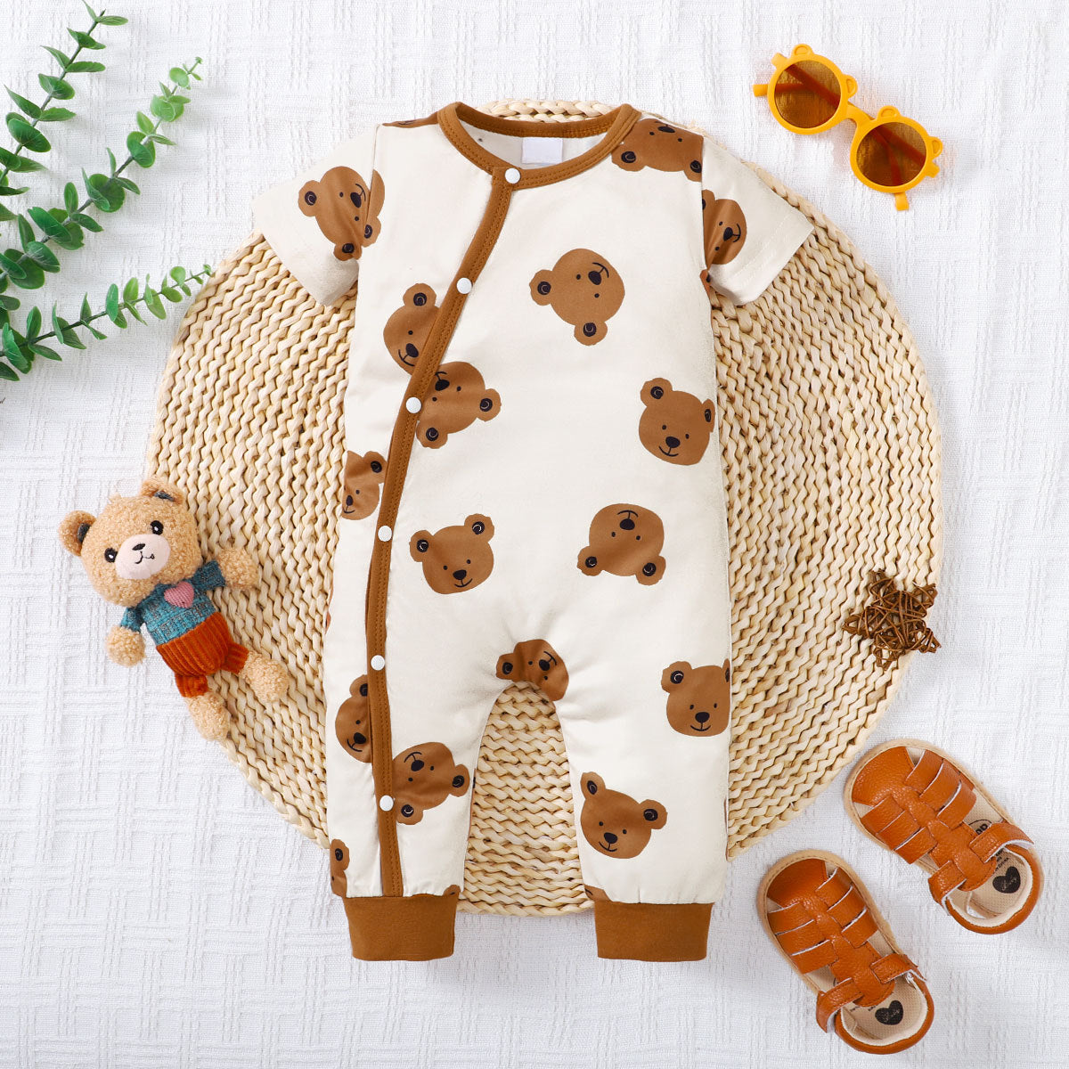 Lovely Bear Printed Baby Jumpsuit