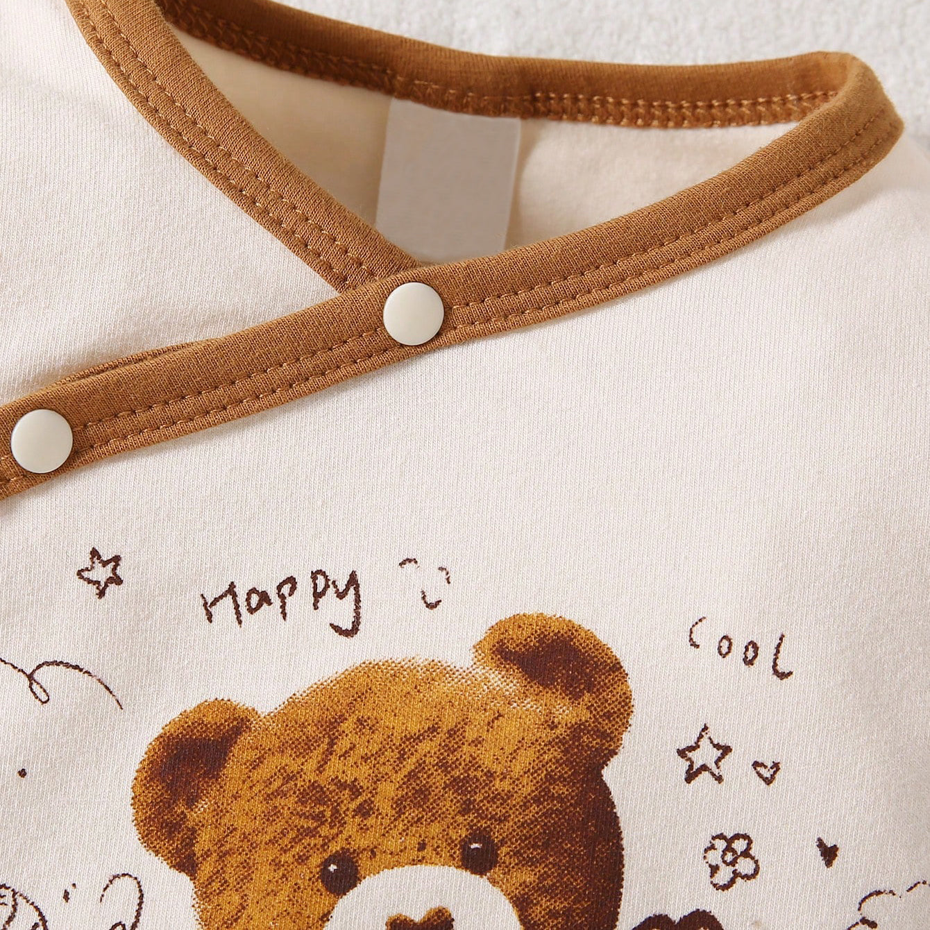 2PCS Lovely Bear Printed Long Sleeve Baby Jumpsuit