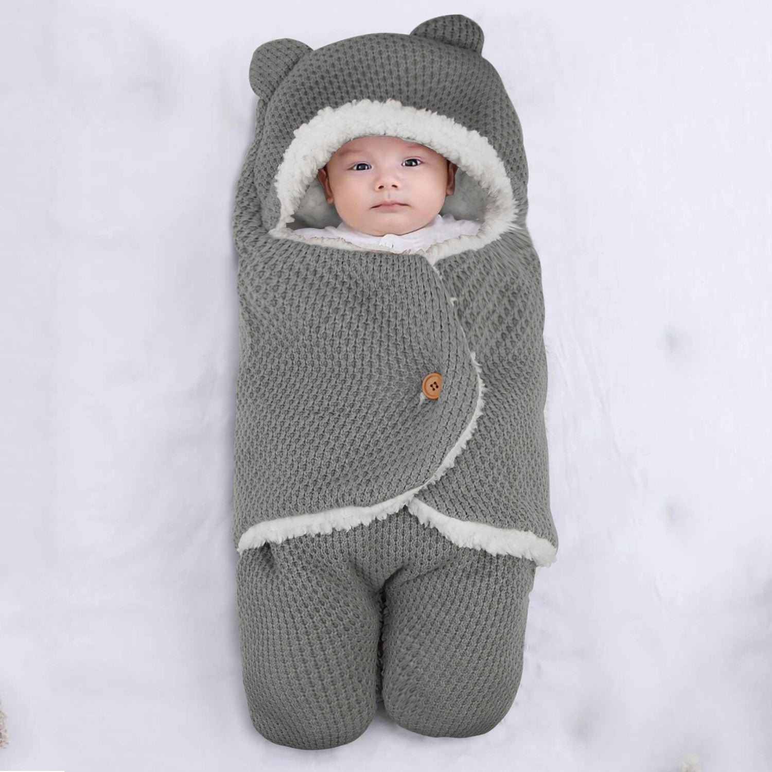 Couverture d'emmaillotage mignonne en tricot, sac de couchage pour bébé nouveau-né