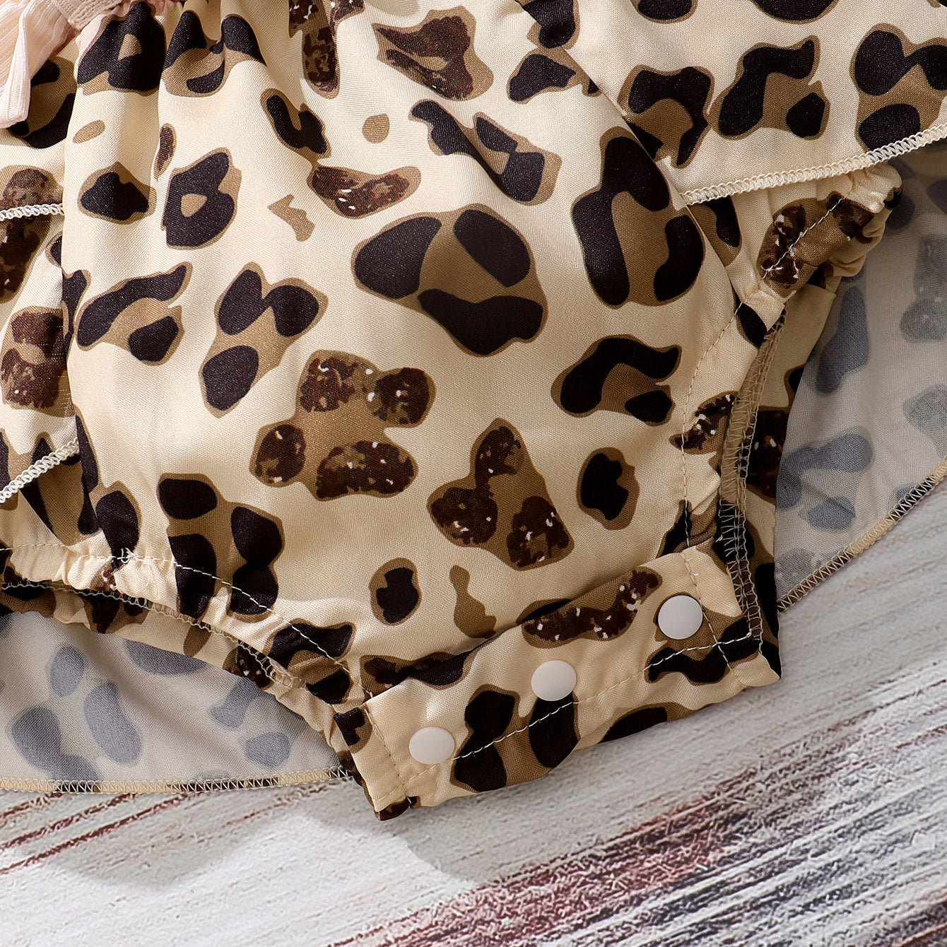 2PCS Lovely Leopard Printed Sleeveless Baby Romper
