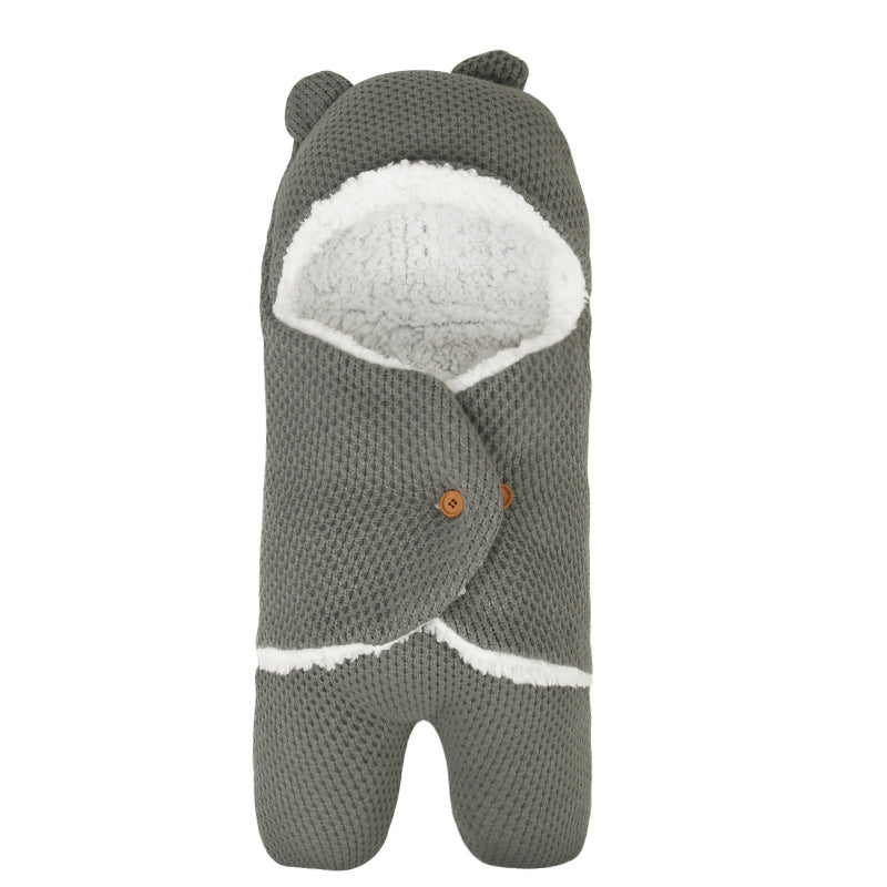 Couverture d'emmaillotage mignonne en tricot, sac de couchage pour bébé nouveau-né
