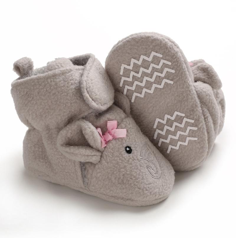 Precioso elefante 3D impreso cálido botas de felpa zapatos de bebé