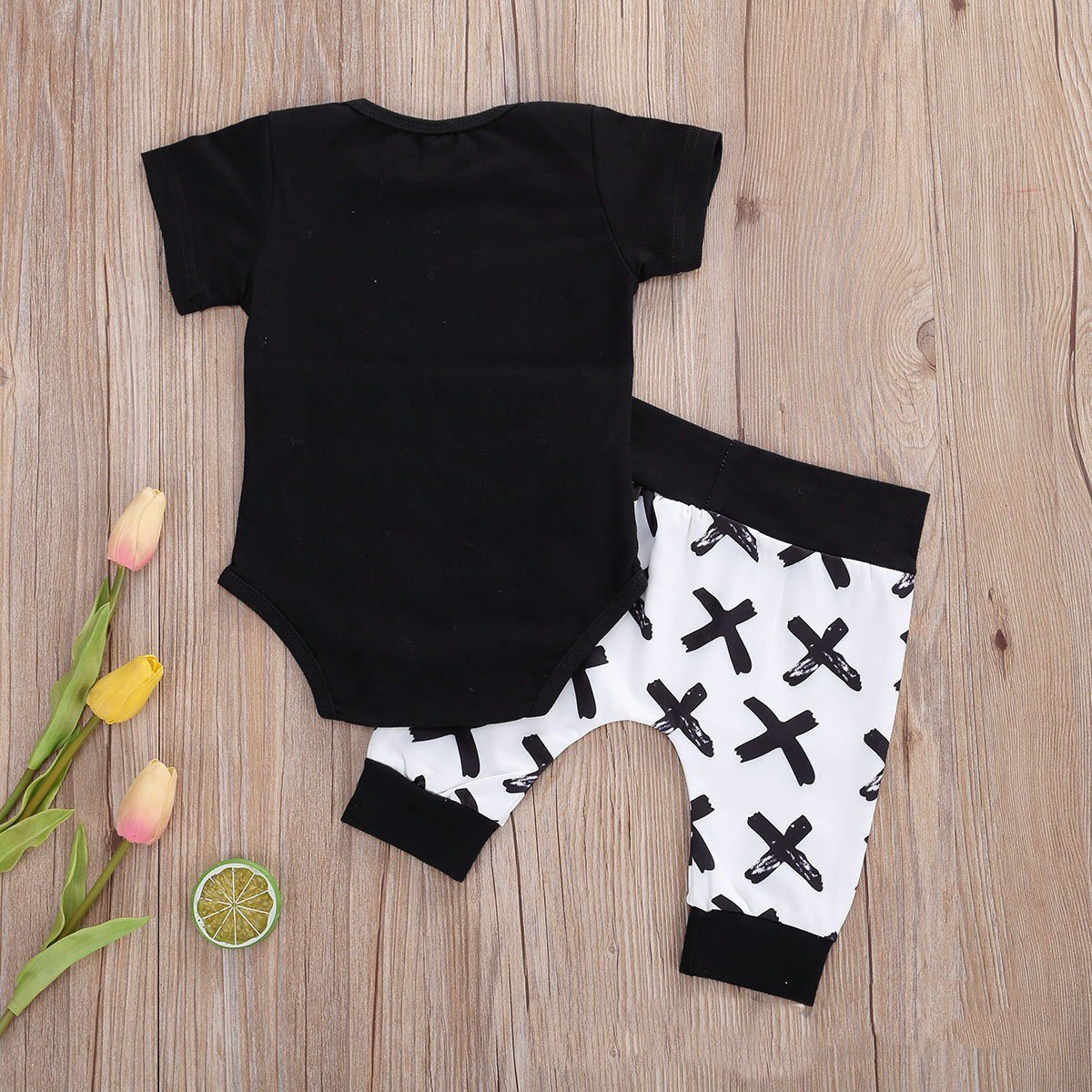 2PCS STRAIGHT OUTTA QUARANTINE Letter Printed Baby Boy Set