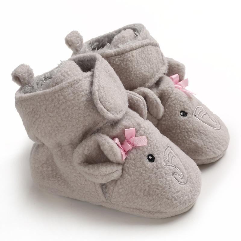 Precioso elefante 3D impreso cálido botas de felpa zapatos de bebé