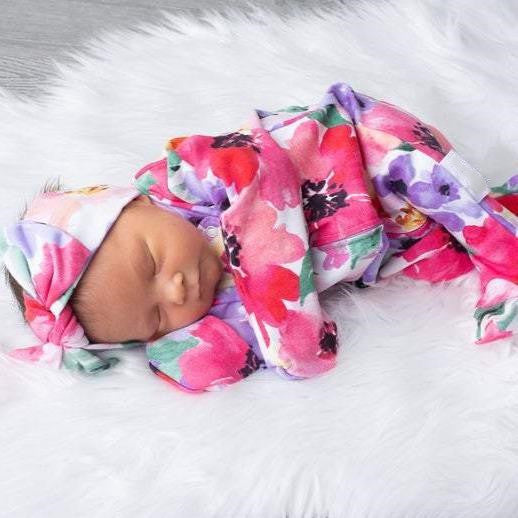 Lovely Baby Full Floral Printed Pajamas With Headband