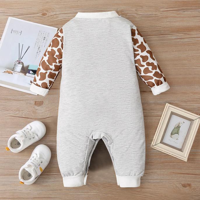 Lovely Cartoon Giraffe Printed Baby Jumpsuit