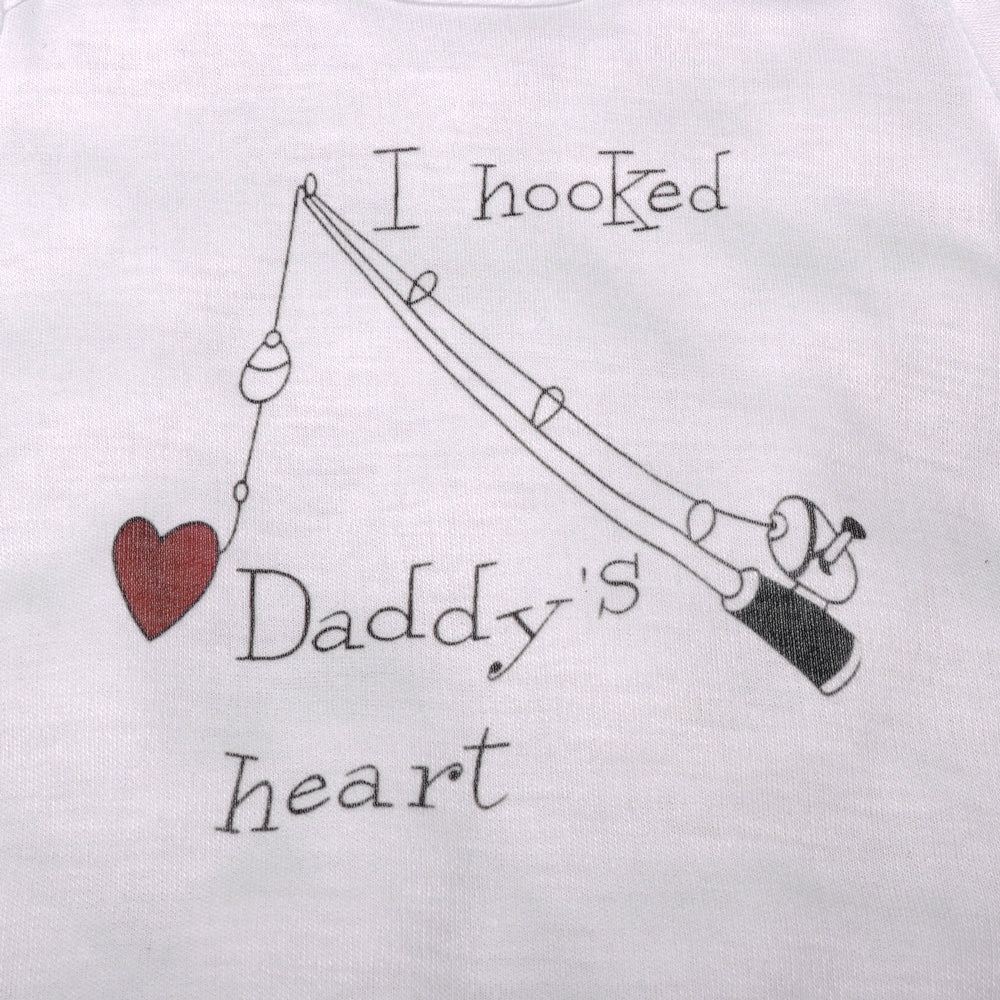 I Hooked Daddy's Heart Print Romper