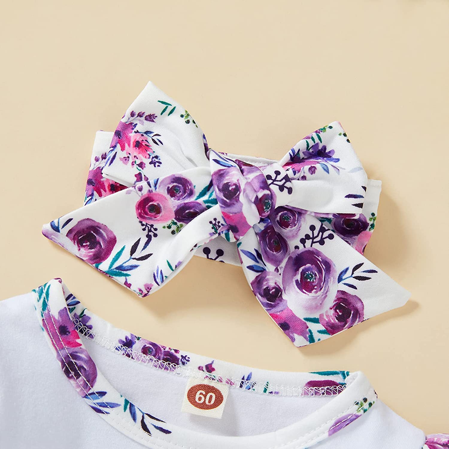 3PCS The Princess Has Arrived Floral Printed Baby Jumpsuit