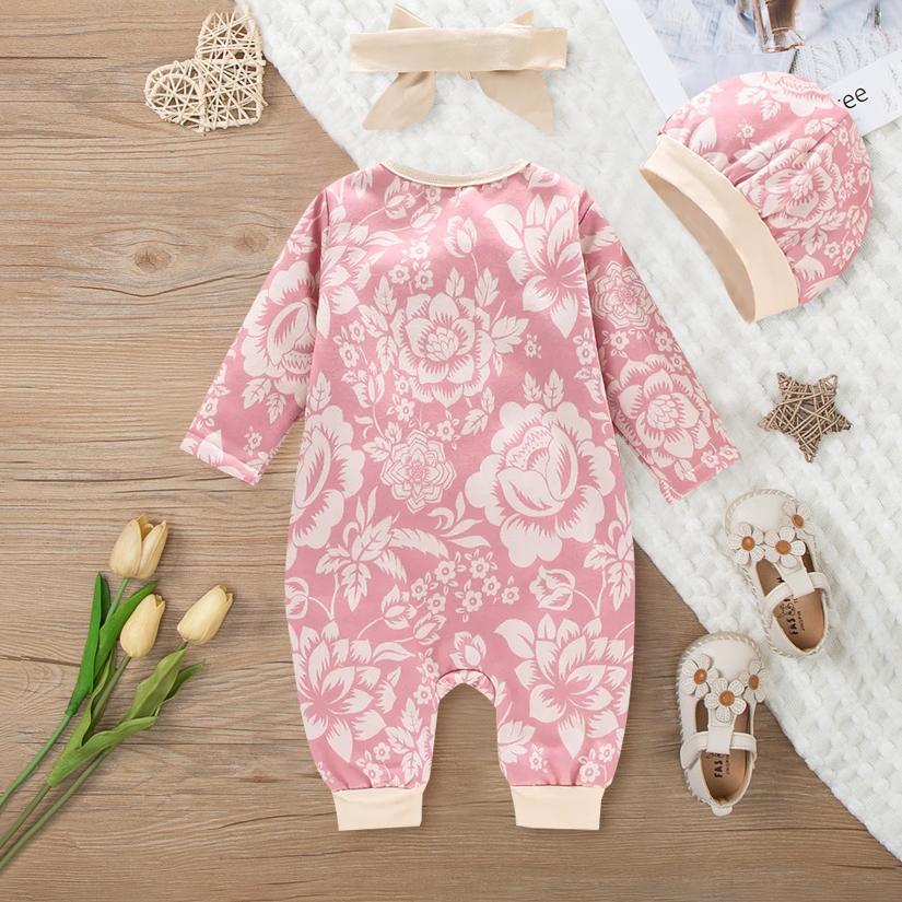 Mono de bebé con estampado floral lindo de 3 piezas