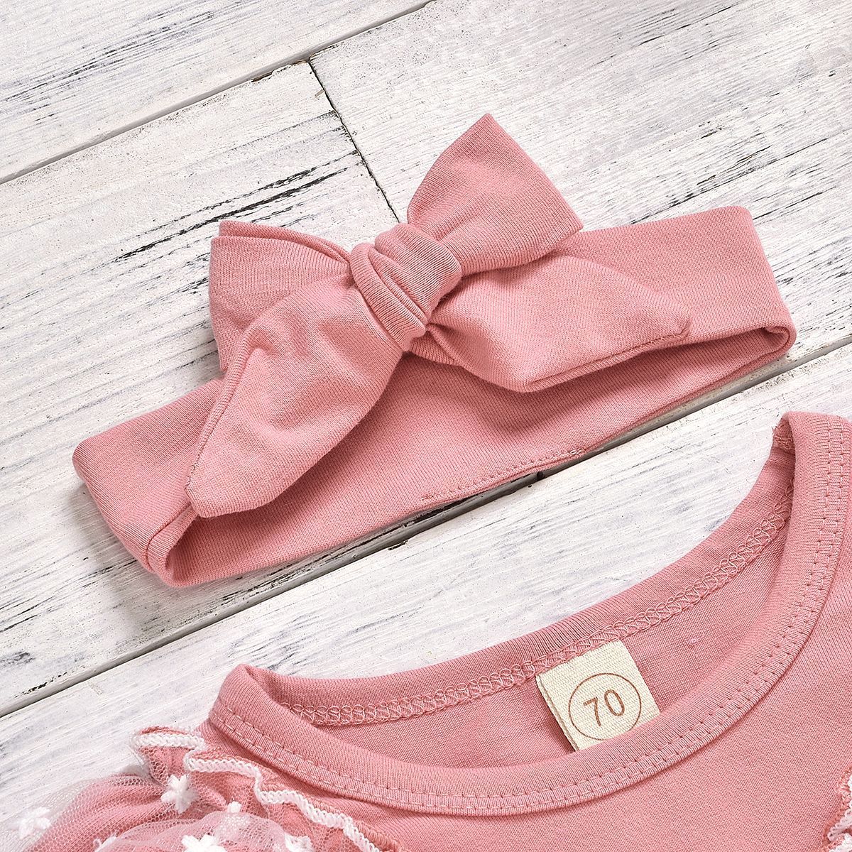 Baby Girl Lovely Lace Solid Romper With Pants Set