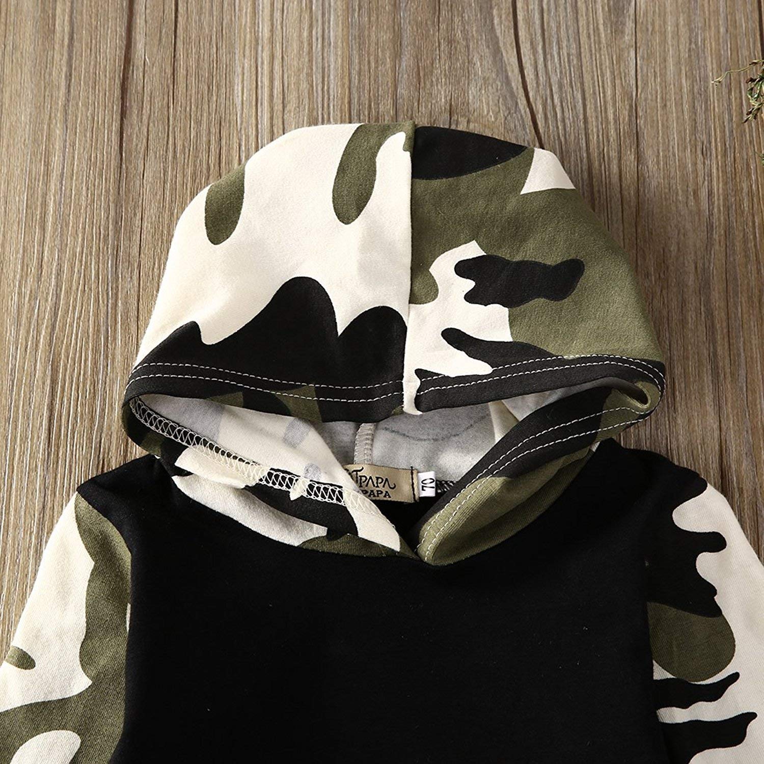 Infant Baby Boys Camouflage Hoodie Tops +Long Pants Outfits Set