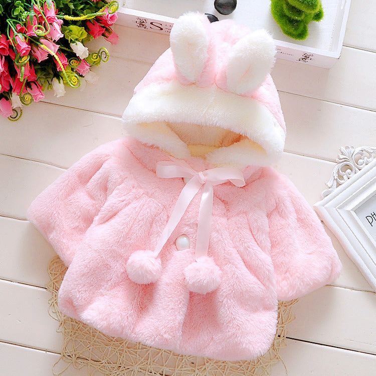 Newborn Baby Girls Autumn Winter Hooded Coat Cloak Jacket Thick