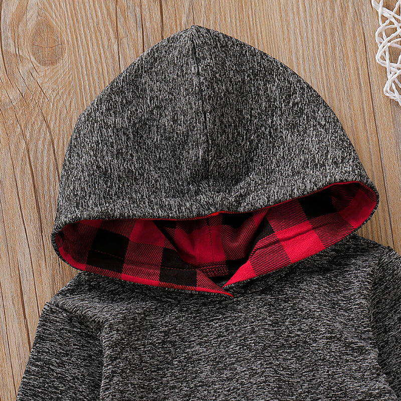 Ensemble à capuche imprimé à carreaux pour bébé